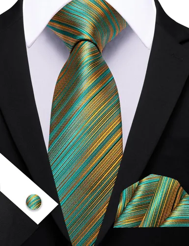 Miniatura 37 de Barry.Wang Juego de corbatas para hombre, corbata de seda a rayas, tejido a cuadros, gemelos formales, negocios, boda