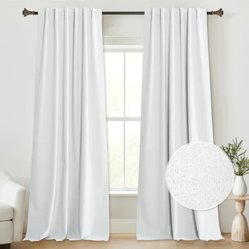 Miniatura 24 de StangH Cortinas Plisadas Completamente Opacas para Dormitorio, Cortinas de Lino Beige de 84 Pulgadas de Largo, 2 Paneles, Cortinas Térmicas