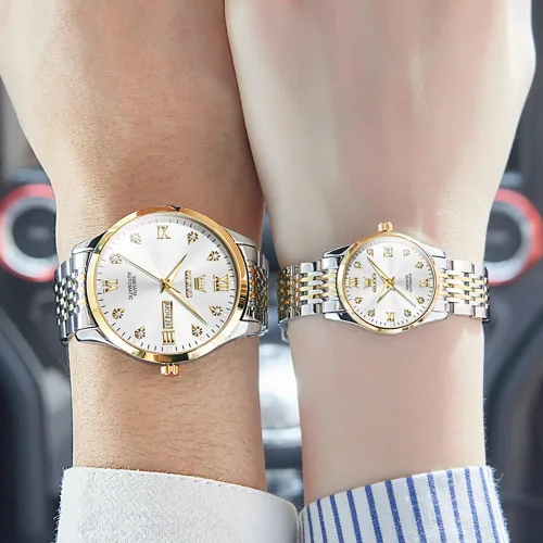 Miniatura 5 de OLEVS Conjunto de relojes para parejas para hombres y mujeres, regalos para el día de San Valentín, mecánico automático, cuerda automática, reloj