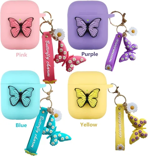 Miniatura 5 de Compatible con funda de mariposa AirPods, a prueba de golpes, funda de silicona 3D para Airpods 2 y 1, funda de carga para mujeres y niñas, regalo