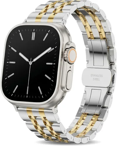 Miniatura 12 de Correa de acero inoxidable sólida compatible con Apple Watch de 49, 46, 45, 44, 42, 41, 40, 38 mm, correa de metal para iWatch Series