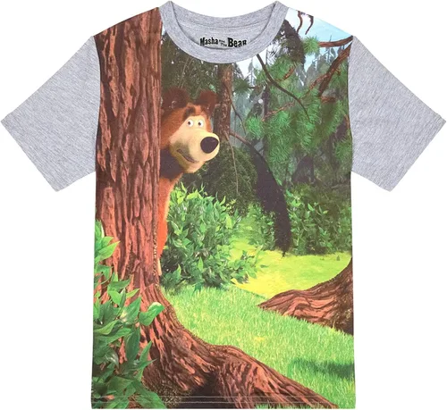 Masha and the Bear - Camiseta con diseño de oso con texto "Oso escondido detrás del árbol", lavable a máquina