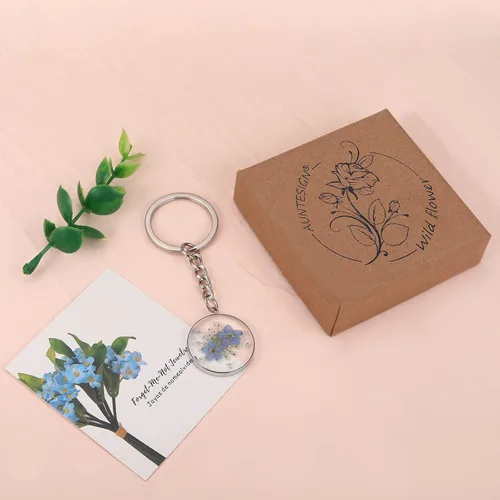 Miniatura 5 de Pressed Flower Keychain Charms Forget-Me-Not Keychain Personalized Handmade Keychain Gifts for Her