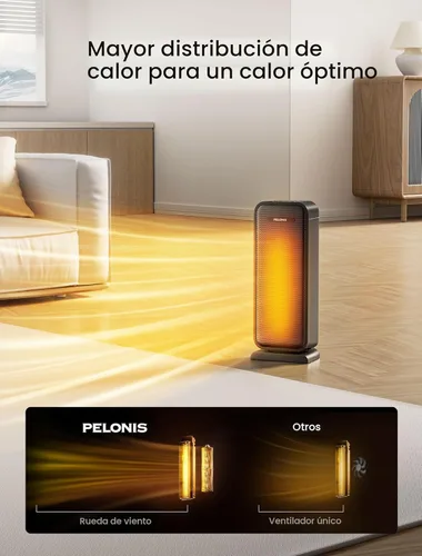 Miniatura 3 de Pelonis Calentador de espacio eléctrico de 1500 W para uso en interiores con termostato, oscilación y control remoto – Calentador de cerámica
