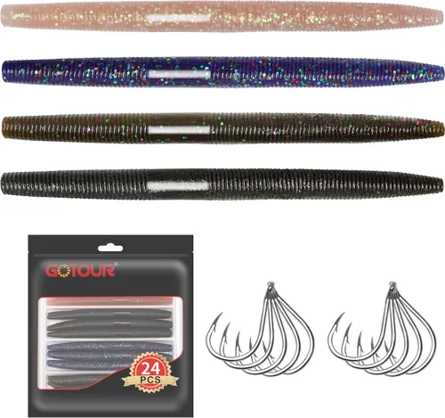 Miniatura 13 de GOTOUR Pre-Rigged Soft Fishing Lures with Weedless Hook, Lifelike Paddle Tail Swimbaits for Bass Fishing, Freshwater & Saltwater Fishing Bait