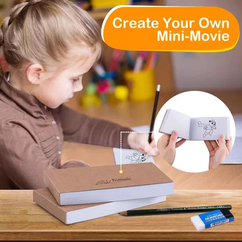 Miniatura 2 de PRIMBEEKS Papel Premium en Blanco para Flip Book, paquete de 4 (90 hojas, 180 páginas por paquete) Kit de Flip Books Sin Traspaso, Papel