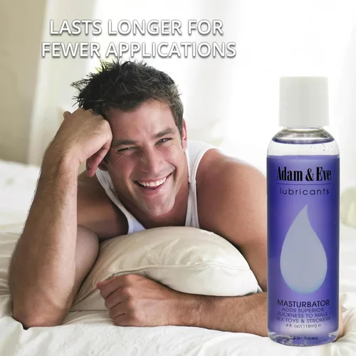 Miniatura 3 de Adam & Eve Lubricante masturbador, lubricante personal a base de agua ultra resbaladizo para hombres, lubricante de larga duración para caricias