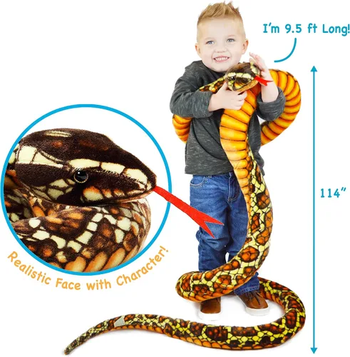 Miniatura 2 de TigerHart Bernard The Brown Python - Serpiente de peluche de 9 5 pies de largo