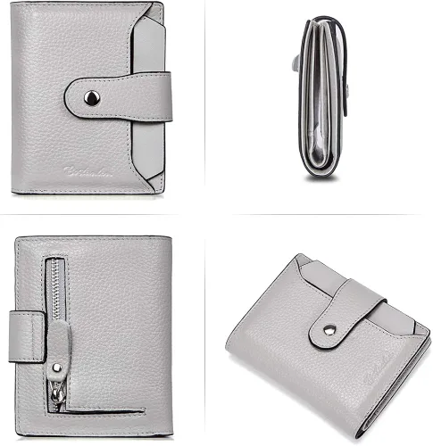 Miniatura 3 de BOSTANTEN - Billetera de cuero para mujer con bloqueo RFID pequeña con cremallera de bolsillo para tarjetas con ventana para documento