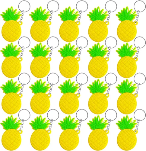 CiciBear Paquete de 20 llaveros de piña, recuerdos de fiesta para fiesta temática hawaiana tropical Luau, baby shower, cumpleaños, recompensas de