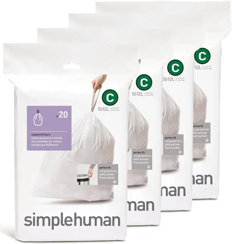 Miniatura 10 de simplehuman Forro para bote de basura de ajuste personalizado, 45 litros/12 galones, 20 unidades (paquete de 2)