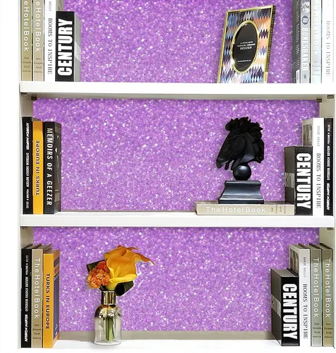 Miniatura 3 de Kitico Papel tapiz morado con purpurina para despegar y pegar, autoadhesivo, decorativo, decoración de bricolaje, 17.7 x 118.1 pulgadas Púrpura
