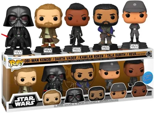 Funko Pop! Star Wars OBI-Wan Kenobi - Paquete exclusivo de 5 que incluye OBI-Wan Kenobi, Darth Vader, Kawlan Roken, Tala Durith y Reva