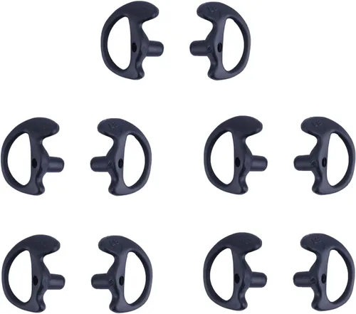 Miniatura 18 de Molde de oreja de radio de dos vías de repuesto de silicona suave para audífonos de tubo de bobina acústica (color negro, 5 pares pequeños)