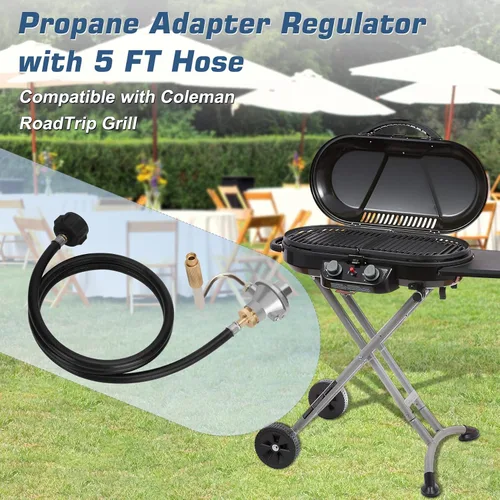 Miniatura 2 de Regulador de parrilla para parrilla Coleman Roadtrip con manguera adaptadora de propano de 5 pies, reemplazo perfecto C001, 5010000743