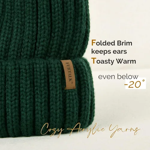 Miniatura 2 de FURTALK - Gorro de punto para el invierno con pompón de piel sintética, cálido, para mujeres