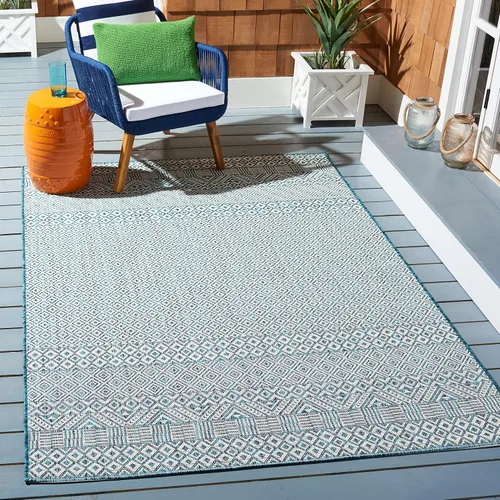 Miniatura 24 de SAFAVIEH Alfombra lavable al aire libre, colección Courtyard - 2'3" x 5', gris y negro, no desprende pelusa y fácil limpieza, ideal para patio
