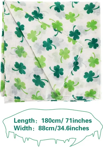 Miniatura 3 de Skylety St. Patrick's Day - Bufanda larga con estampado de Shamrock Shawl irlandés
