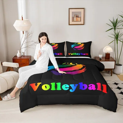 Miniatura 85 de Feelyou Juego de edredón de baloncesto para niñas y niños, juego de ropa de cama con juegos de pelota, decoración de habitación, regalo para amantes