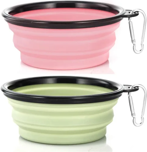 Miniatura 31 de Tazón para Perros Cuencos Plegables para Mascotas, Paquete de 2 Cuencos Plegables de Agua para Perros para Gatos y Perros, Plato Portátil de Verde +