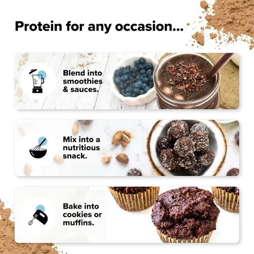 Miniatura 5 de Complement Proteína vegana de chocolate orgánico en polvo (15 porciones) baja en carbohidratos, baja en calorías, sin azúcar, sin soja, sin OMG, sin