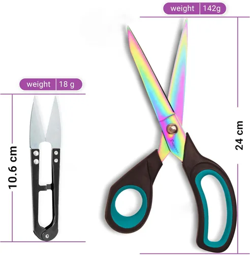 Miniatura 2 de Tijeras de tela, 9.5 pulgadas, de acero inoxidable con revestimiento de titanio, tijeras de costura extra afiladas para corte de tela, tijeras