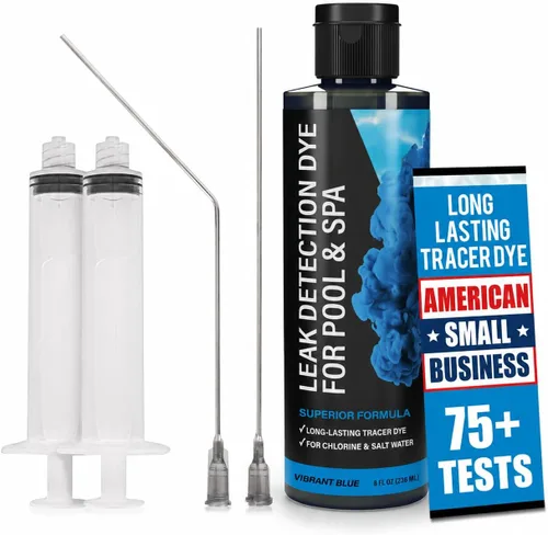 Kit de tinte para detección de fugas de piscina, más de 75 pruebas, 2 aplicadores de precisión de acero inoxidable, tinte de piscina superior de
