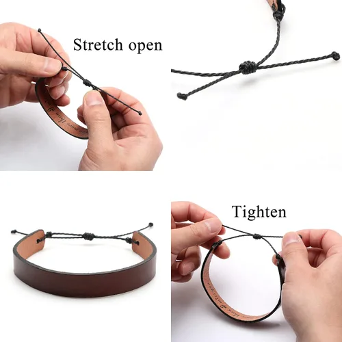Miniatura 5 de Pulseras de cuero para hombres, regalos de aliento inspiradores para él, adolescente, confirmación religiosa, aniversario, conmemorativo, mensaje