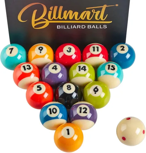 Miniatura 8 de Billmart - Accesorios de Mesa de Billar de Bolas de Pool Premium, 2-1/4" Tamaño Regulación, Juego de 16 Bolas de Billar Premium Negro mármol