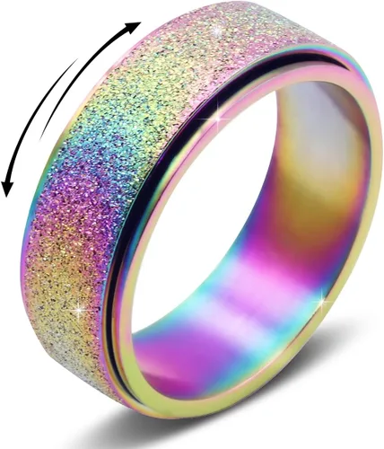 Anillo de ansiedad de acero inoxidable de titanio para mujeres y hombres, anillo giratorio para ansiedad, tamaño 6-12, ancho 0.236 in, 5 colores oro