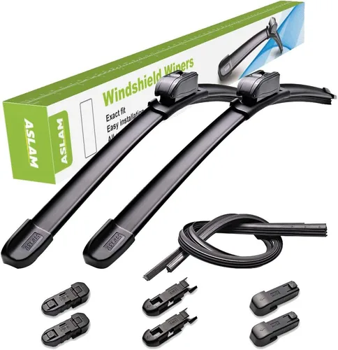 ASLAM Limpiaparabrisas para todas las estaciones, tipo M, 24 + 21 pulgadas, adaptadores multifuncionales y repuestos reemplazables, doble vida útil