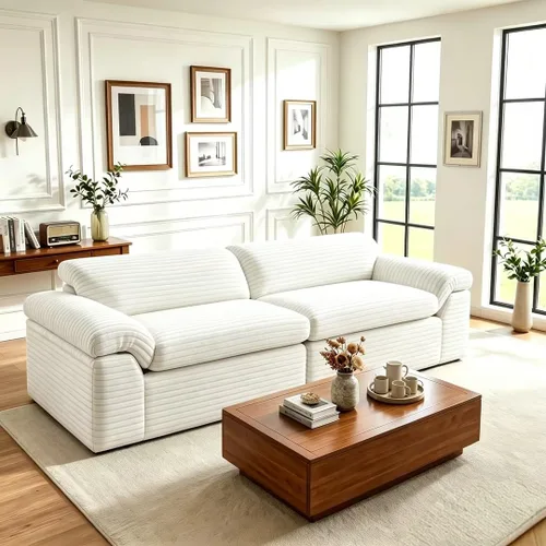 Miniatura 29 de Vesgantti 74" Cloud Couch for Living Room, 2 Seaters Deep Seat Sectional Modular Sofa, Double Cushion Corduroy Small Sofas Living Room Couches for