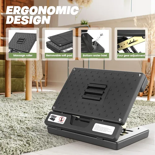 Miniatura 4 de Reposapiés para debajo del escritorio en el trabajo, ajustable en 4 alturas, plegable, con rodillo de masaje y almohadilla suave, marco de metal