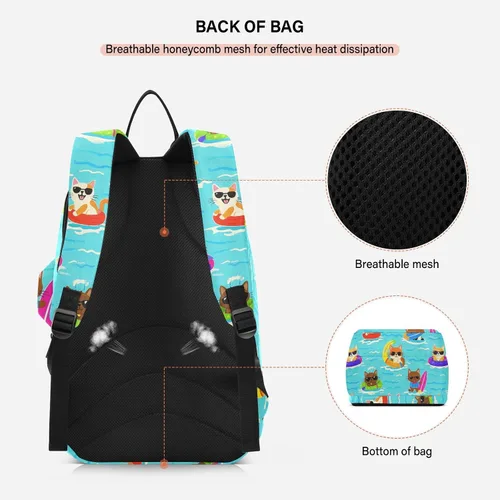 Miniatura 4 de Tenni Badminton Racket Bag Cute Sturdy Cat Dog Swim Summer Blue Cartoon 3 Rackets Badminton Bag Case for Women, Men, Teenagers bolso para raqueta
