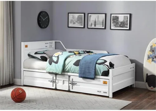Miniatura 2 de Acme Sofá cama doble y cama nido de metal tipo cargo en blanco