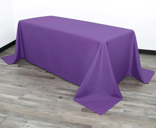 Miniatura 2 de Your Chair Covers - Mantel rectangular de poliéster de 90 x 132 pulgadas, color morado, mantel de boda sin costuras de alta calidad para mesas