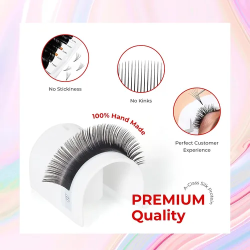 Miniatura 6 de THE LASH SUPPLY PREMIUM - Extensión de pestañas de volumen 0.03, 0.05, 0.07 de grosor - longitud de mezcla C/CC/D y 0.354-0.787 in, extensiones