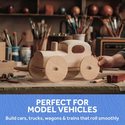 Miniatura 4 de Ruedas de madera de losa de 1 pulgada de diámetro para manualidades, agujero de 1/4 pulgadas, 3/8 pulgadas de grosor, paquete de 100 mini ruedas