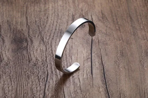 Miniatura 4 de VNOX - Brazalete de acero inoxidable con texto personalizado y mínimo, color negro