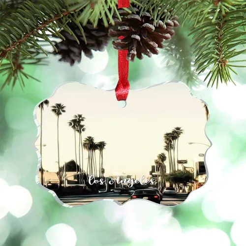 Miniatura 13 de Adornos de Navidad de California Estados Unidos, paisaje urbano de Los Ángeles, adornos de árbol de Navidad, adornos de Navidad personalizados