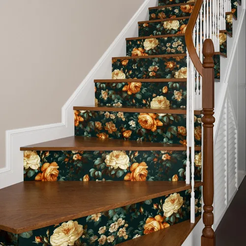 Miniatura 5 de Fvlow Papel Tapiz Floral Brillante Despegar y Pegar Vintage Verde Oscuro 17.4" x 118" Envoltura de Vinilo para Encimera Autoadhesivo Removible