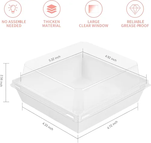 Miniatura 2 de Ocmoiy Cajas pequeñas de charcutería con tapas transparentes, recipientes de papel desechables para alimentos para llevar, cajas de postres de Blanco