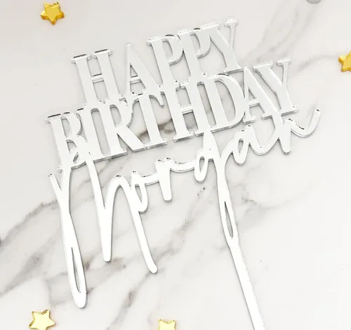 Miniatura 4 de Decoración acrílica personalizada para tarta, 1 unidad, dorado, oro rosa, negro, plata, 8 pulgadas, estilo moderno, nombre y mensaje