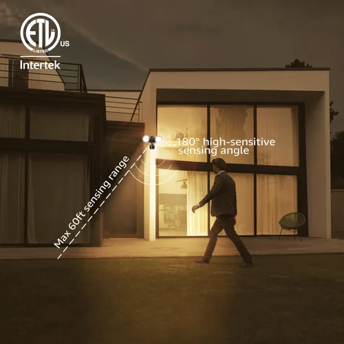 Miniatura 3 de LEONLITE Luz de inundación con sensor de movimiento, certificación ETL, luces LED de seguridad de aluminio del atardecer al amanecer, cabezales
