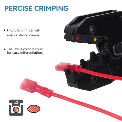 Miniatura 5 de HKS 150 PCS Conectores de Desconexión Rápida de Pala Hembra de Nylon - Rojo 22-18 AWG Kit de Conectores de Cable Eléctrico - Cobre Estañado