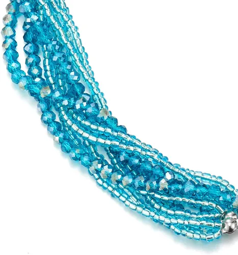 Miniatura 2 de COOLSTEELANDBEYOND Gargantilla de cadena trenzada de cristal multicapa, cierre magnético, collar llamativo, pulsera