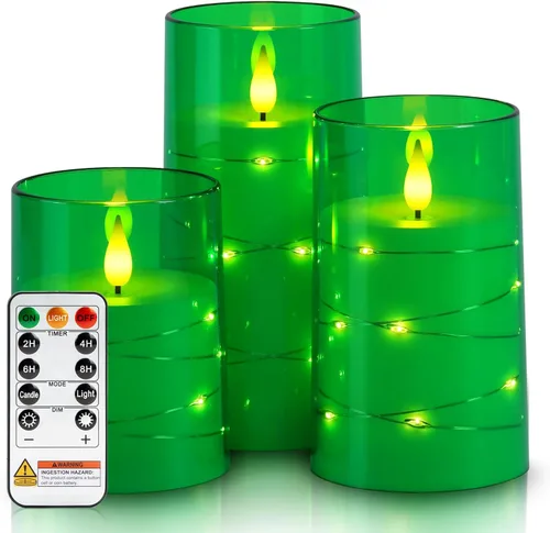 Miniatura 12 de Homemory Velas sin llama con luces de hadas de cadena de estrellas incrustadas, velas que funcionan con pilas, velas LED, velas falsas con control