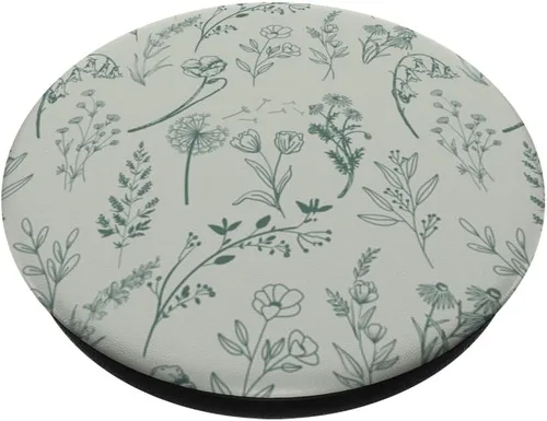 Miniatura 2 de Patrón de flores silvestres verde salvia PopSockets estándar PopGrip