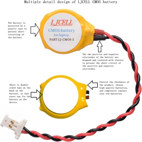 Miniatura 6 de CMOS ML1220 - Batería para DELL XPS 13 15 9343 9350 9360 9365 BIOS RTC ML1220 Batería con 2 cables y conector