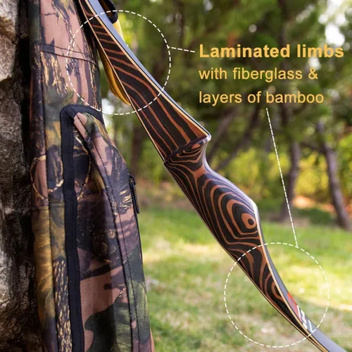 Miniatura 4 de Deerseeker Outdoor Archery 54" Traditional Bow Hunting Longbow with Bamboo Core Limbs Handmade Recurve Bow RH/LH for Targeting Practice Shooting
